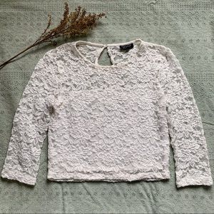 Topshop White Lace Key Hole Crop Top - Size 6